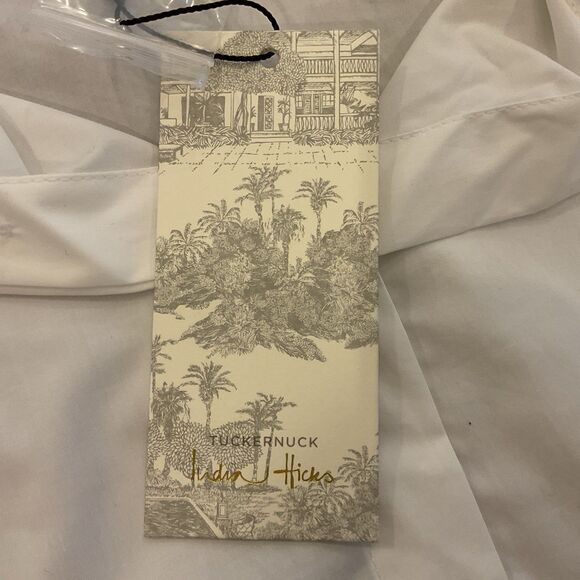 Tuckernuck x India Hicks White Cotton Britwell Blouse Large Long Sleeve NWT - Picture 7 of 11